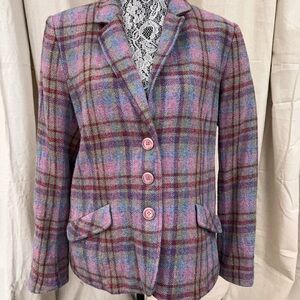Appleseed's Pink and Purple Plaid Blazer